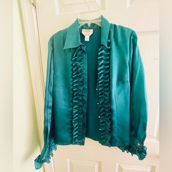 Talbots Silk blouse - Size 8 - Women’s - Romantic - Blue Teal Long Sleeve Blouse - Picture 7 of 7